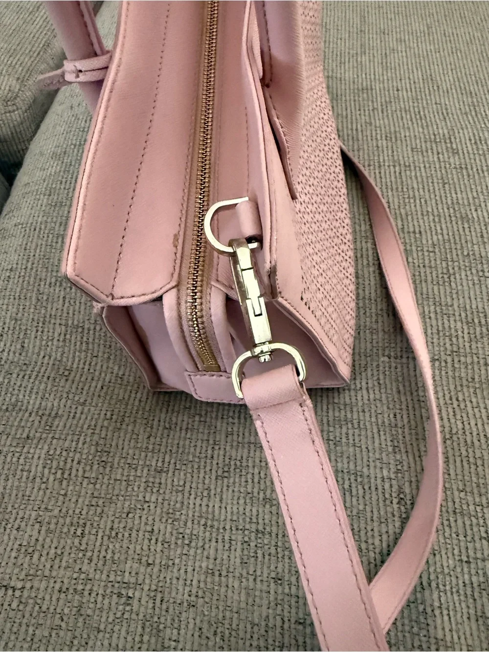 kate spade Blush Pink Perforated Leather Satchel with Crossbody Strap